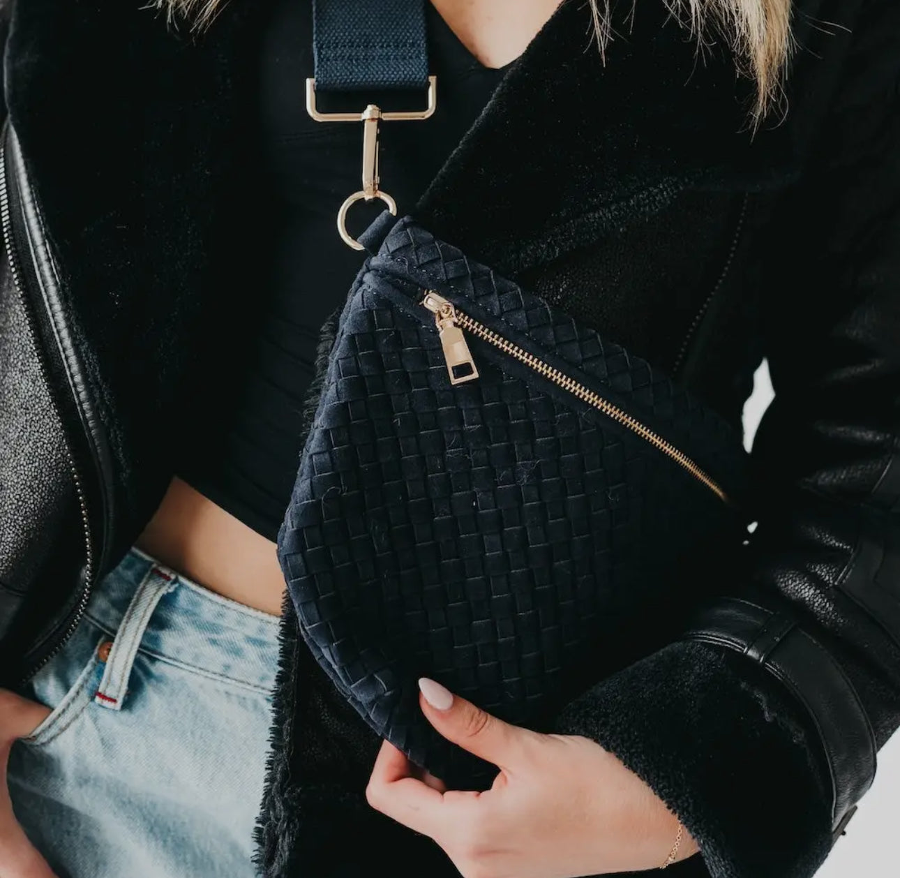 Suede Woven Bum Bag