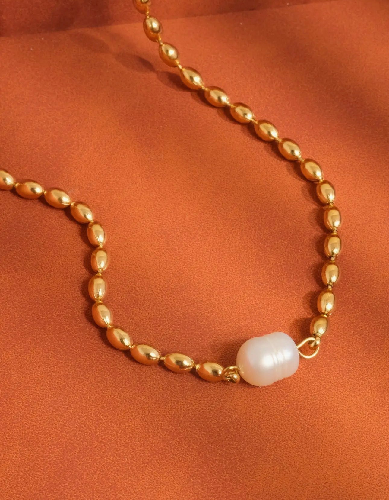 Ball Chain Pearl Necklace