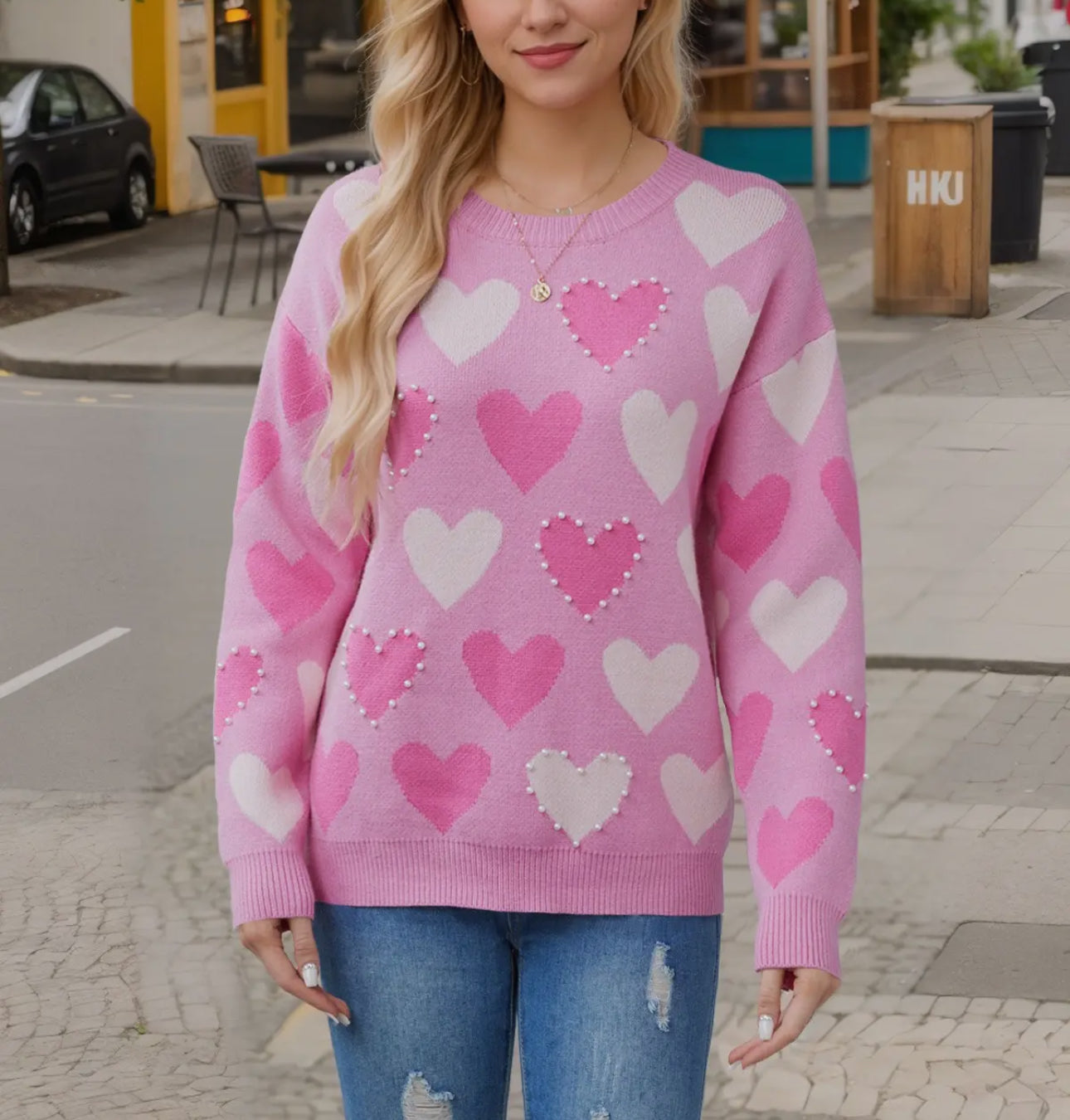 Heart Pearl Sweater
