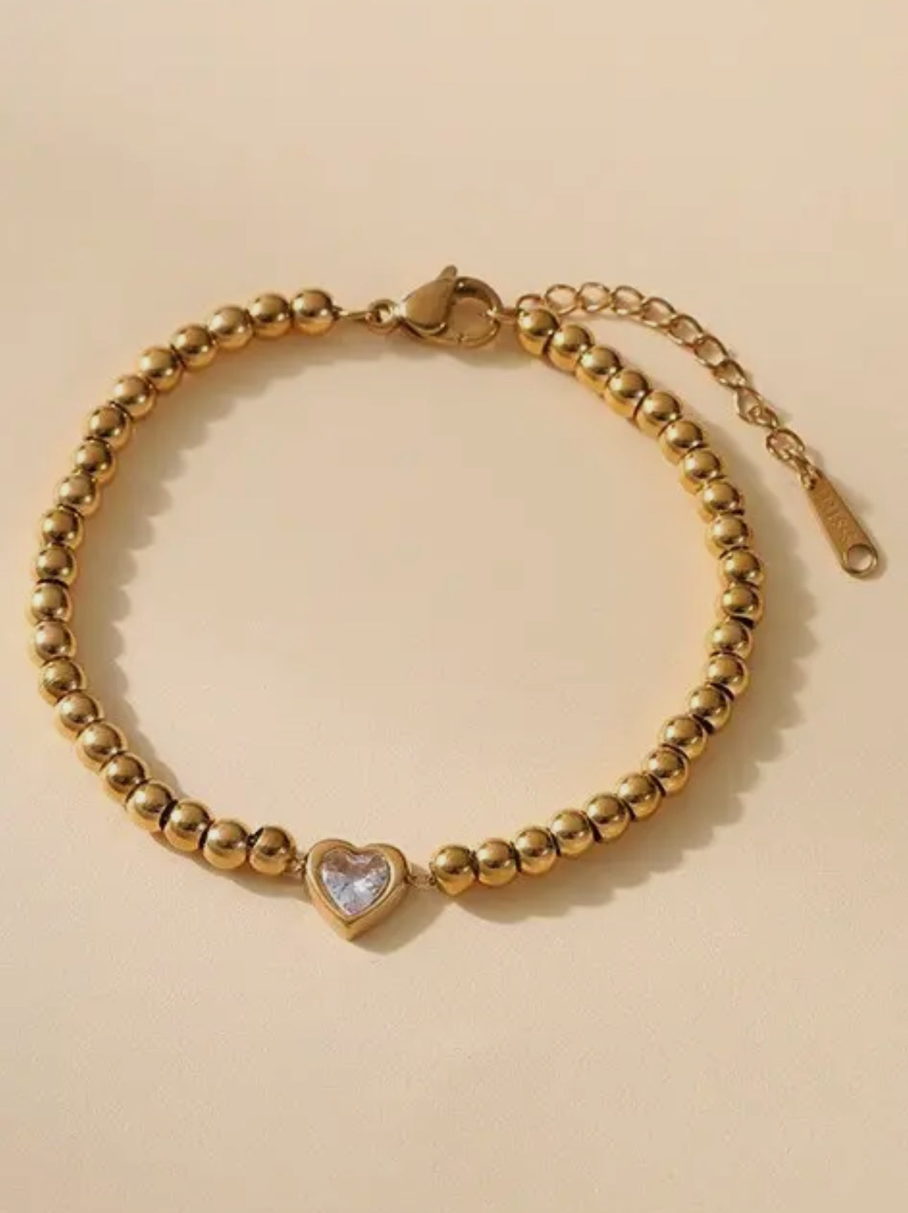 Gold Beaded Heart Bracelet