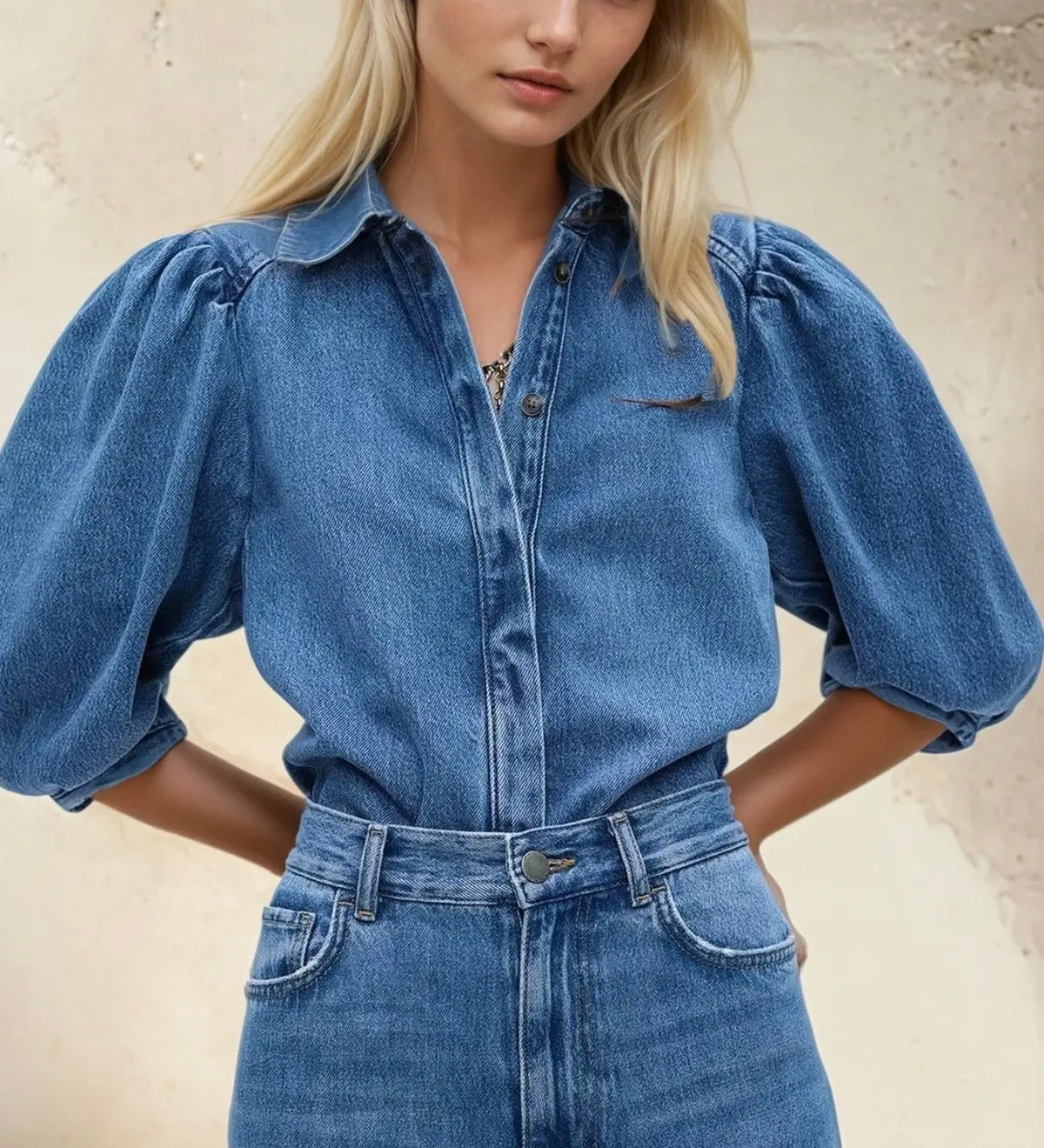 Bubble Denim Blouse
