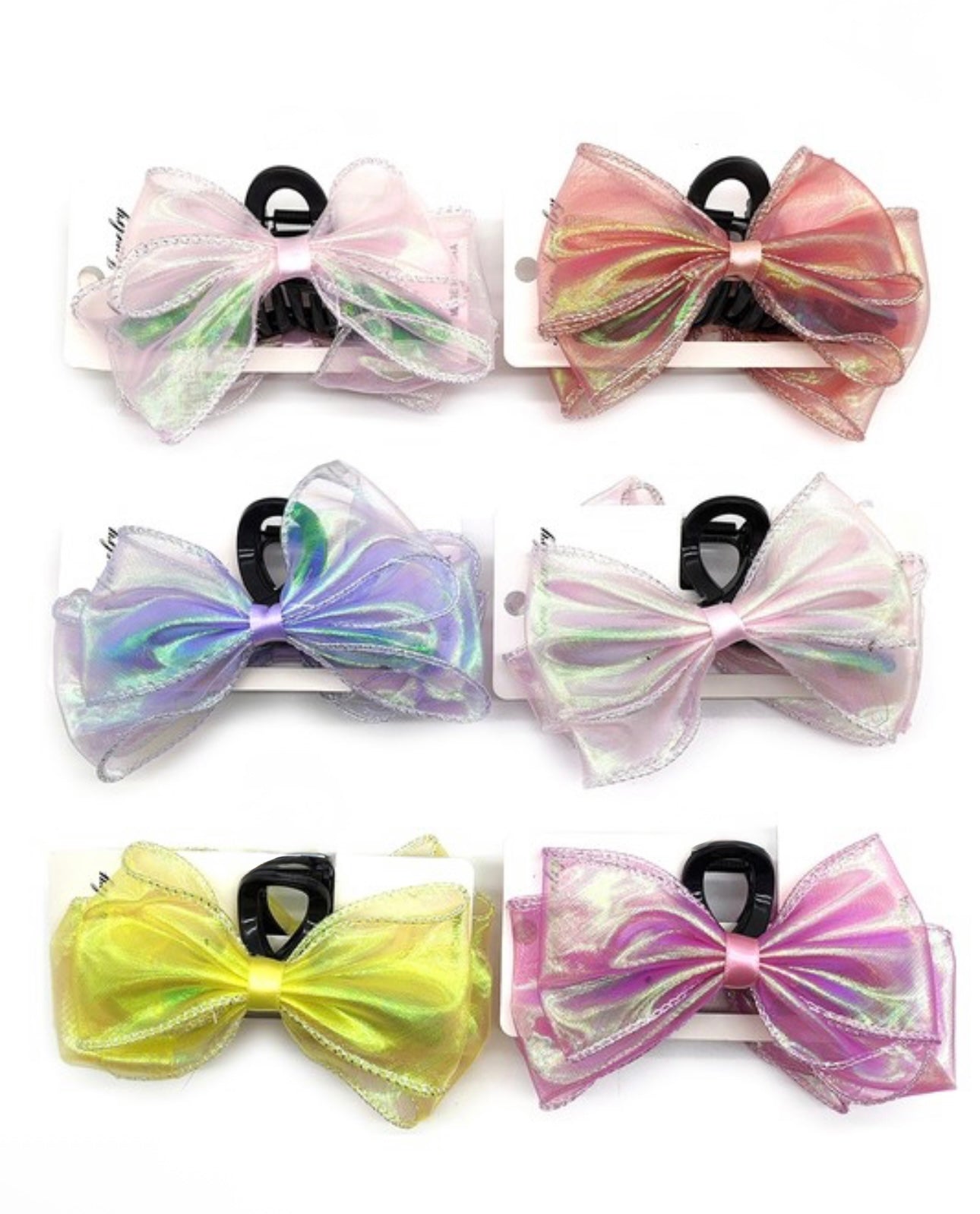 Iridescent Bow Claw Clip
