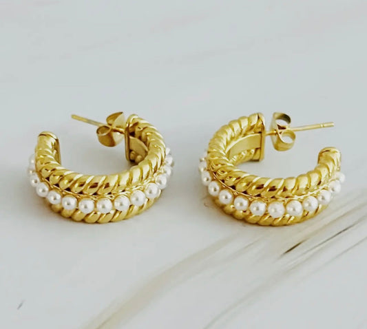 Pearl Hoop Earrings