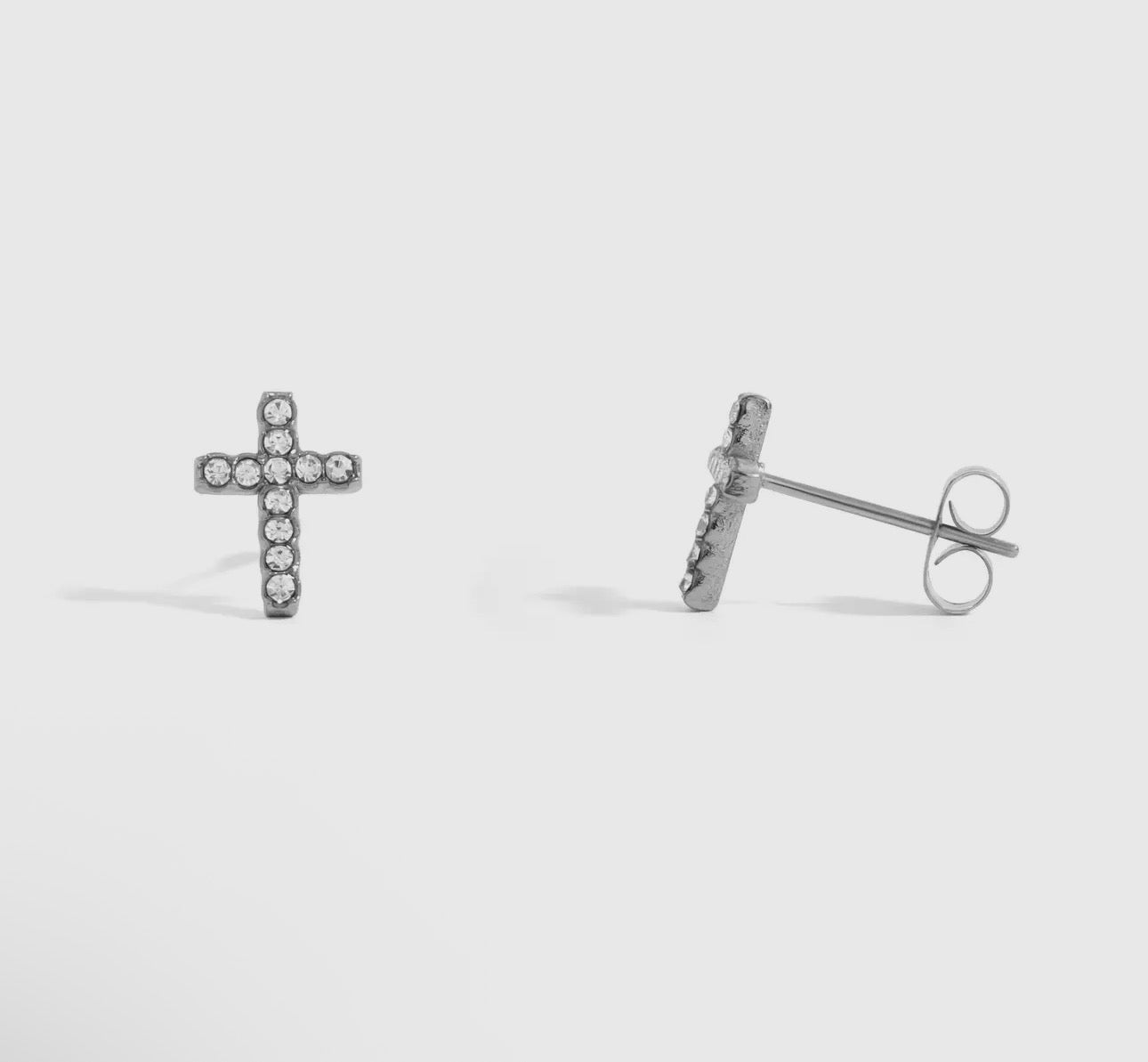 Crystal Cross Studs