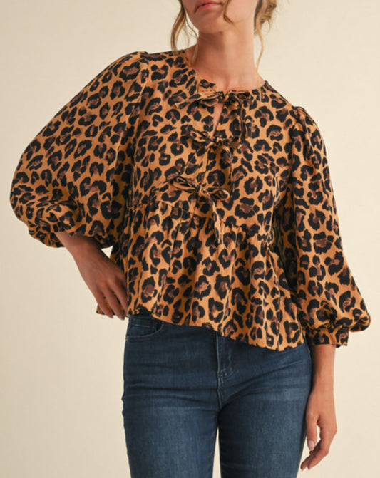 Leopard Bow Blouse