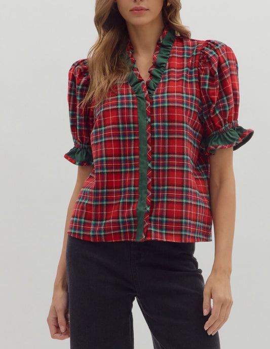 Festive Flannel Blouse