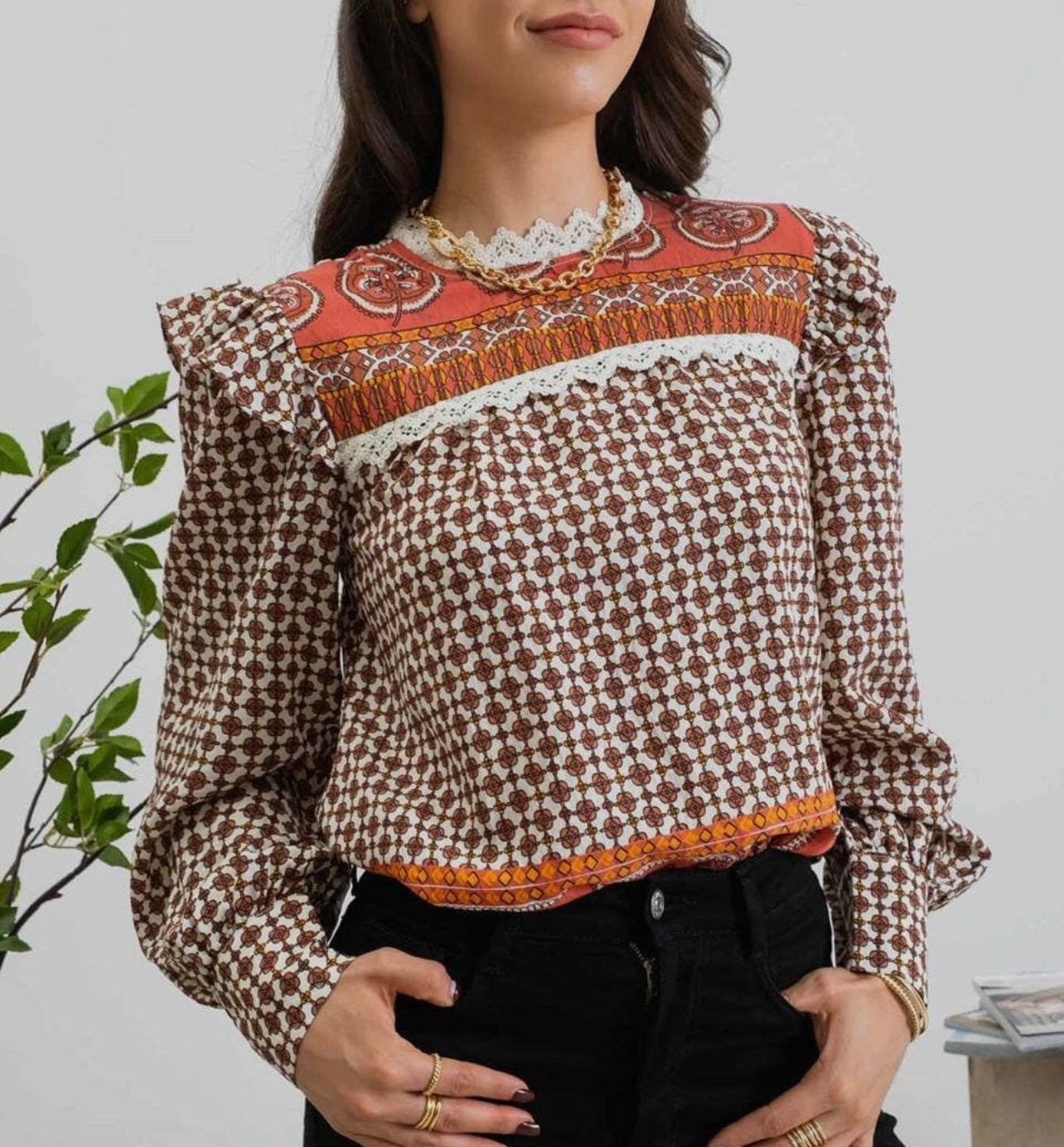 Eliza Blouse -Rust