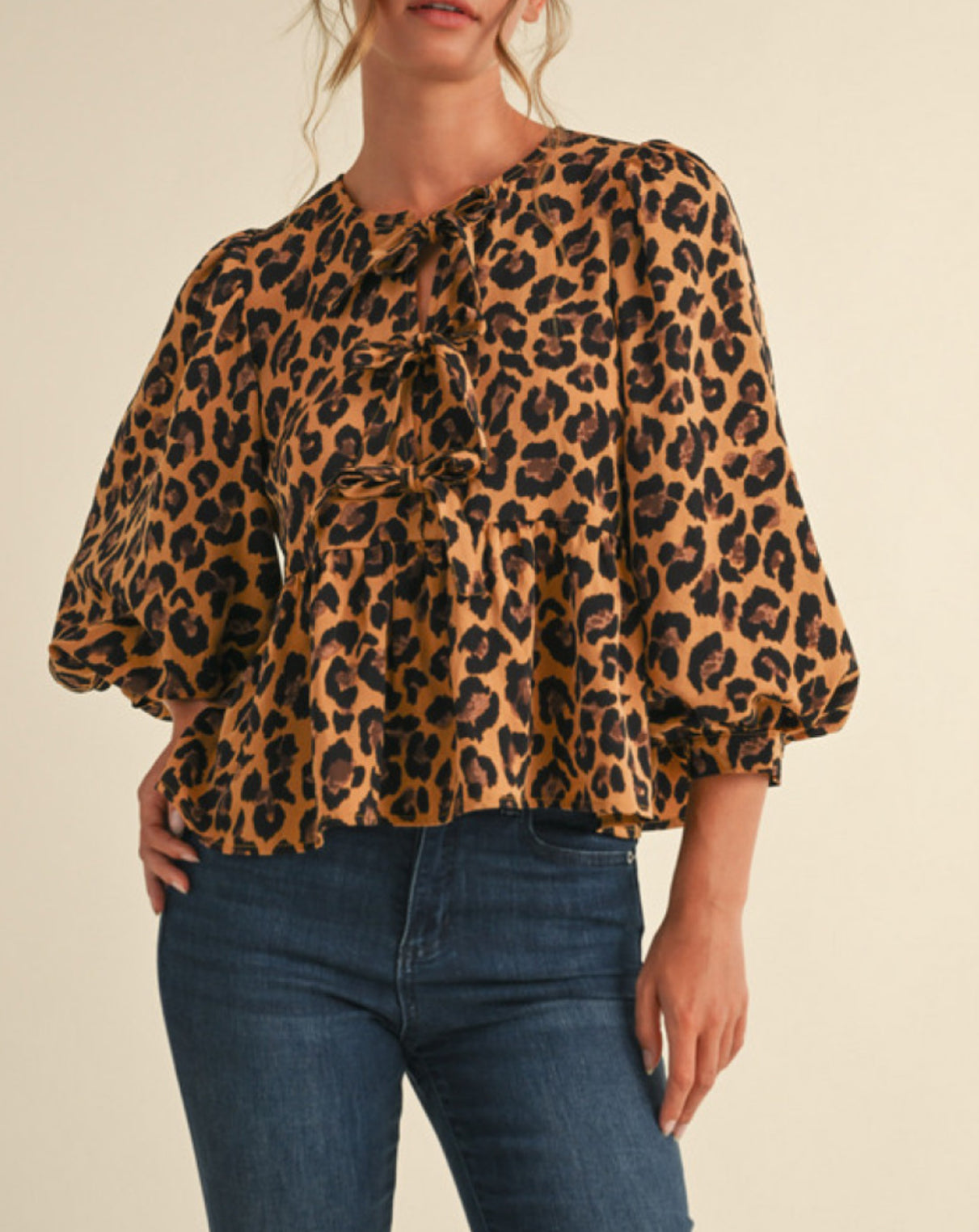 Leopard Bow Blouse