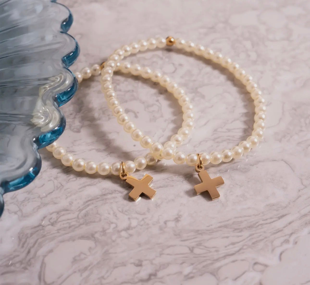Pearl Cross Bracelet