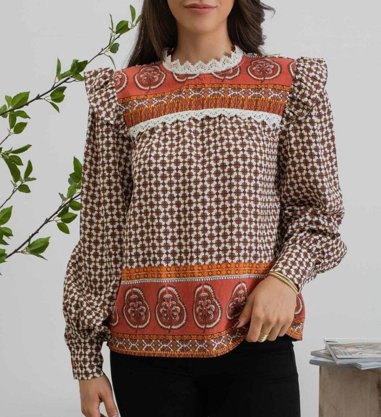 Eliza Blouse -Rust