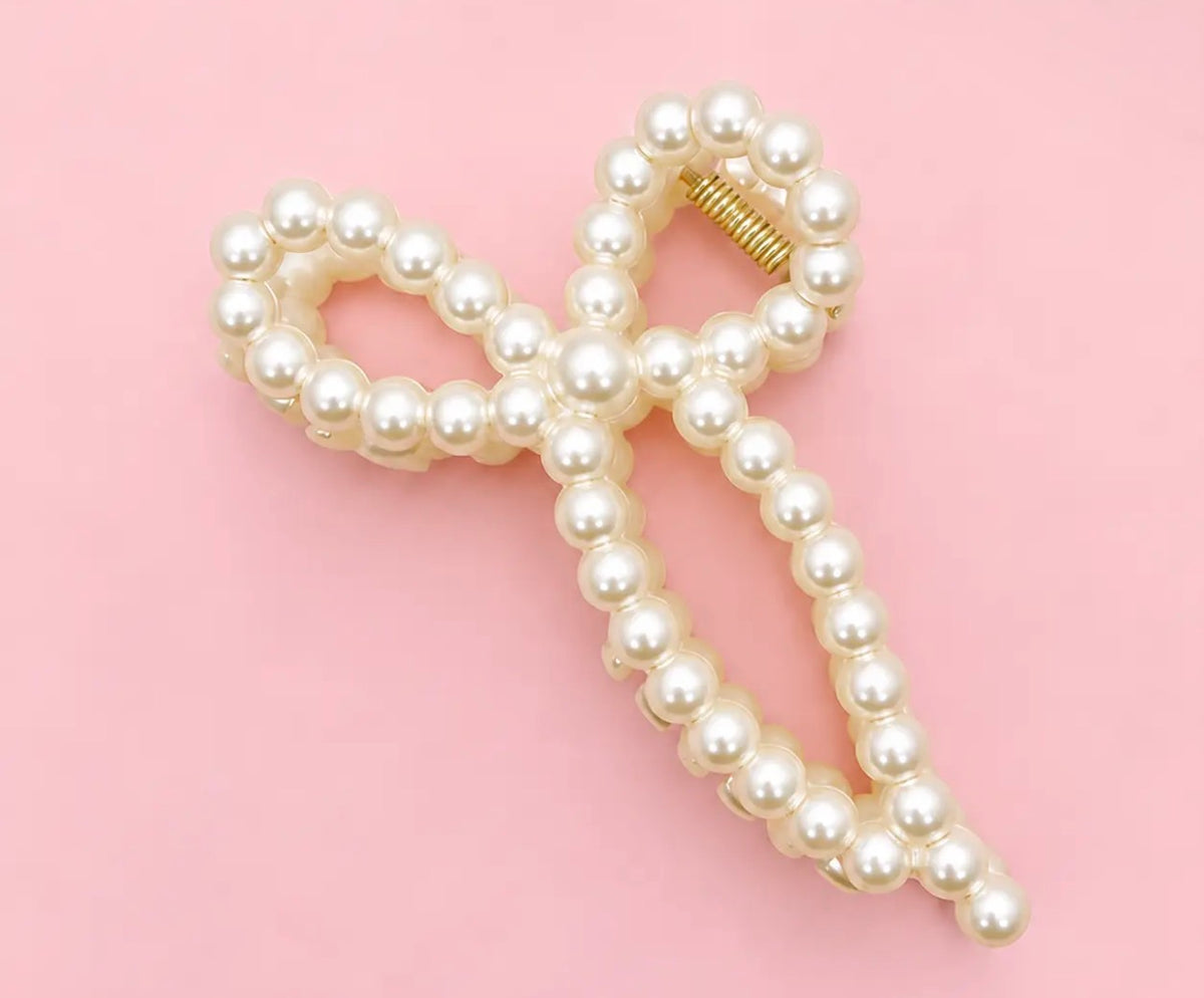 Pearl Bow Hair Clip