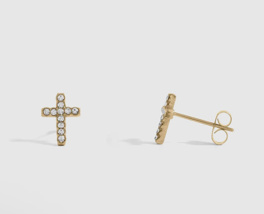 Crystal Cross Studs