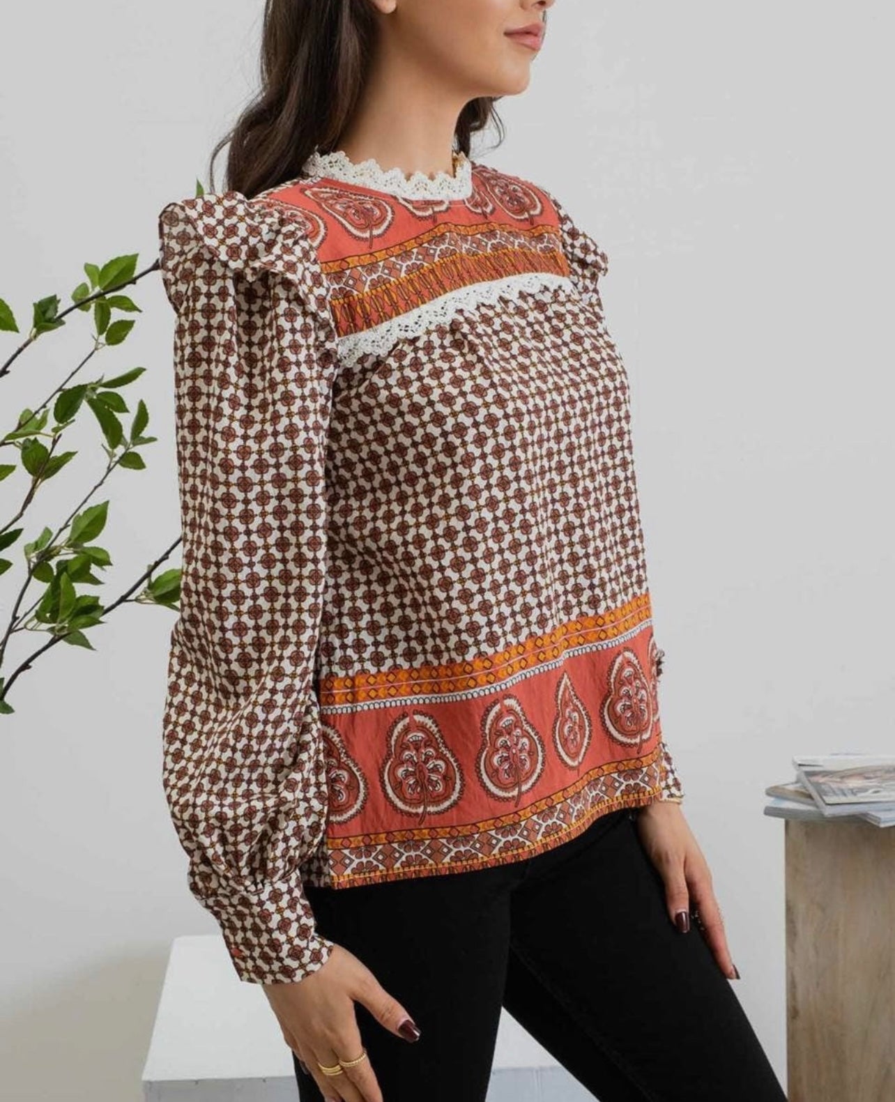 Eliza Blouse -Rust