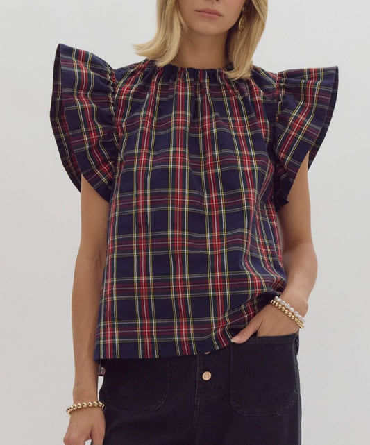 Merry Plaid Top