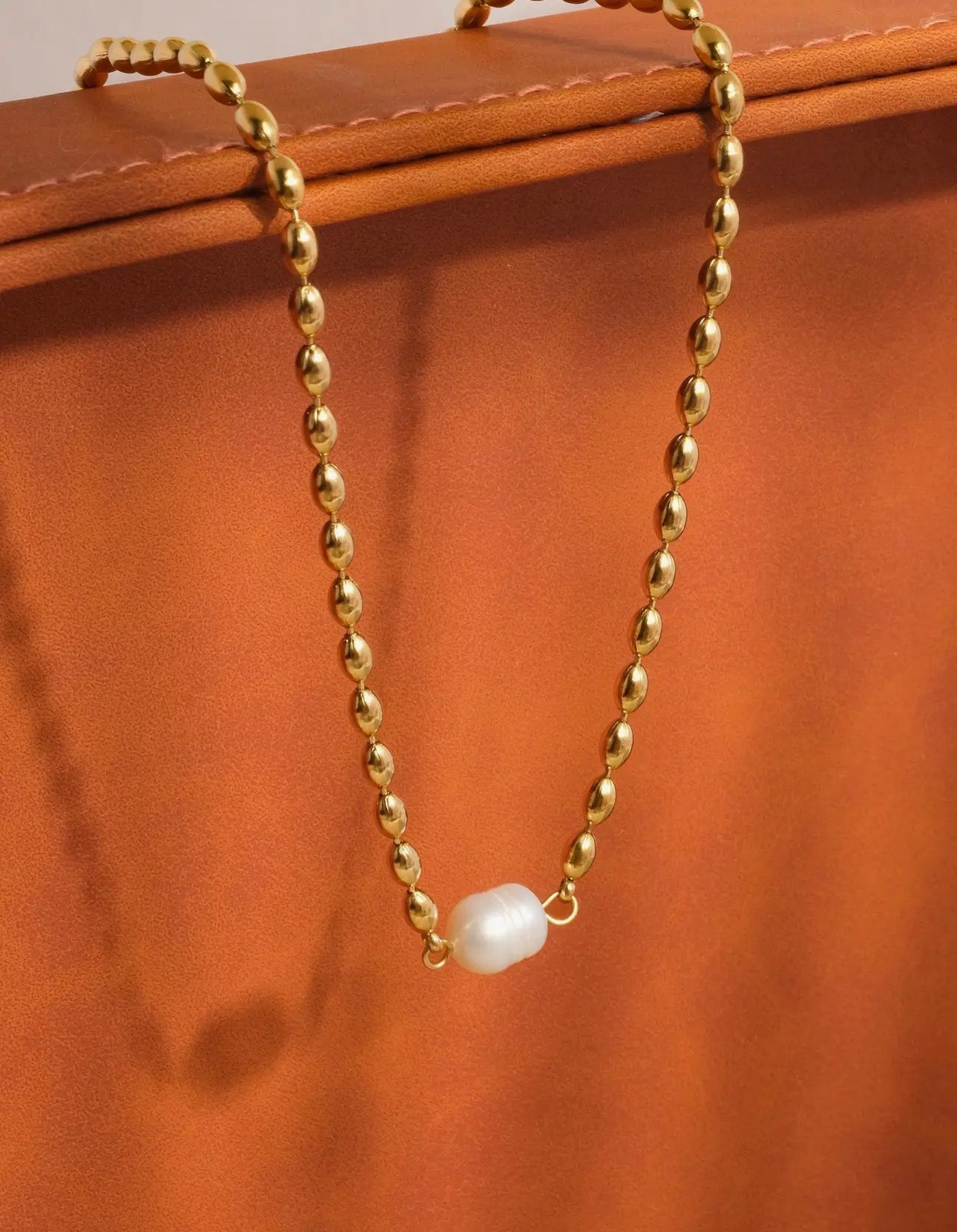 Ball Chain Pearl Necklace