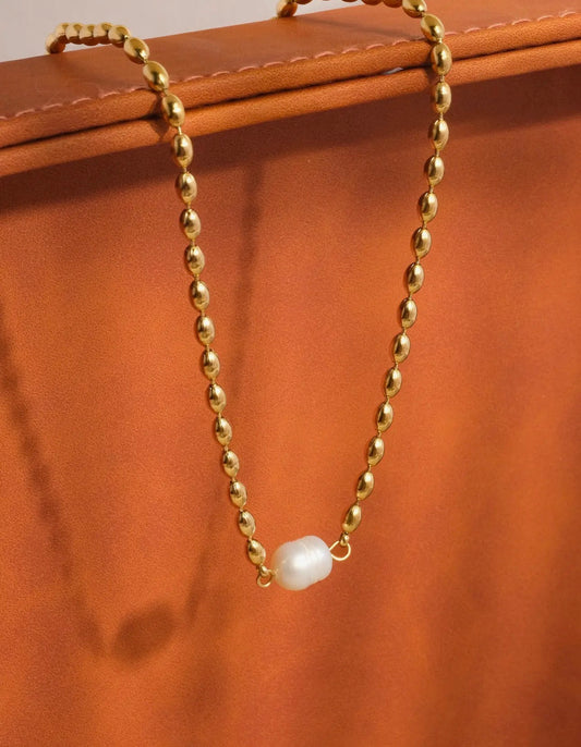 Ball Chain Pearl Necklace