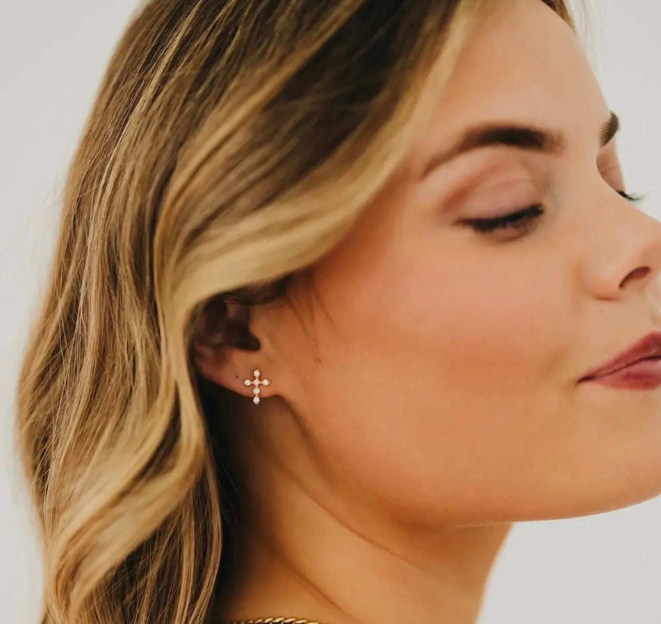 Diamond Cross Studs