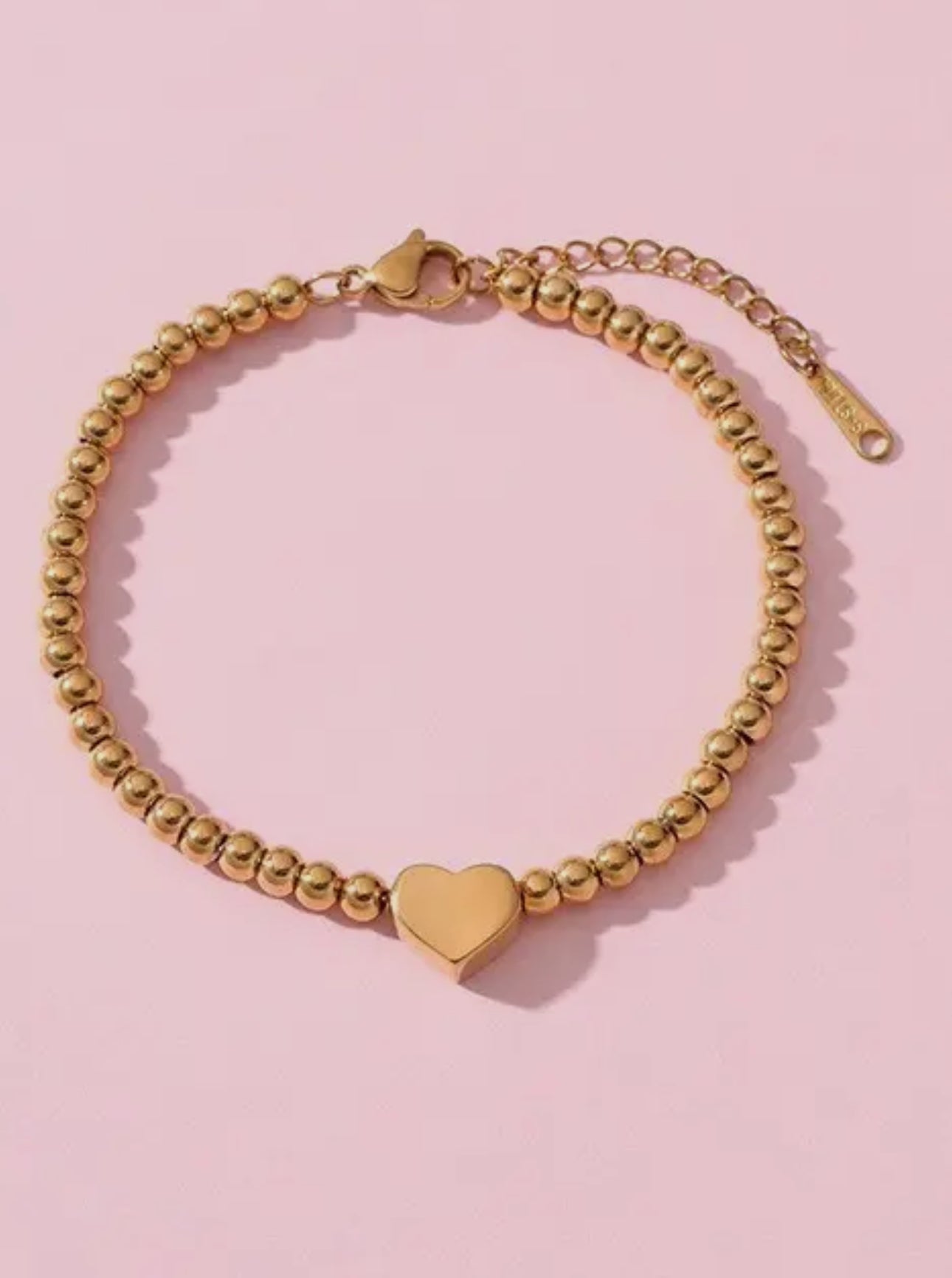 Gold Beaded Heart Bracelet