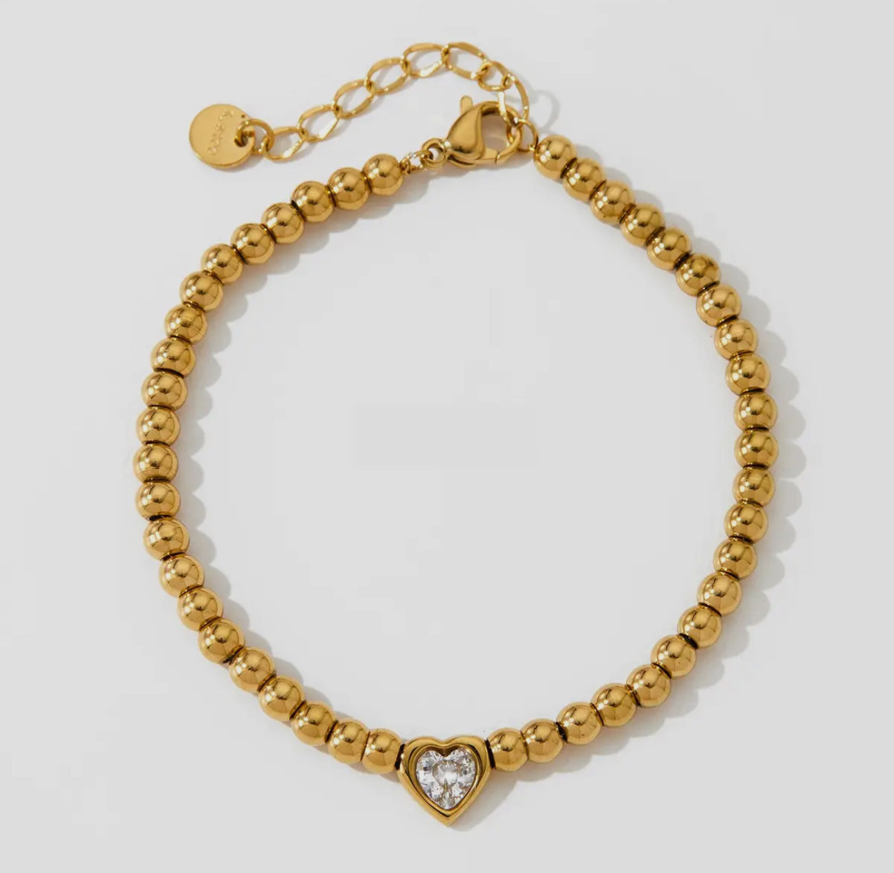 Gold Beaded Heart Bracelet