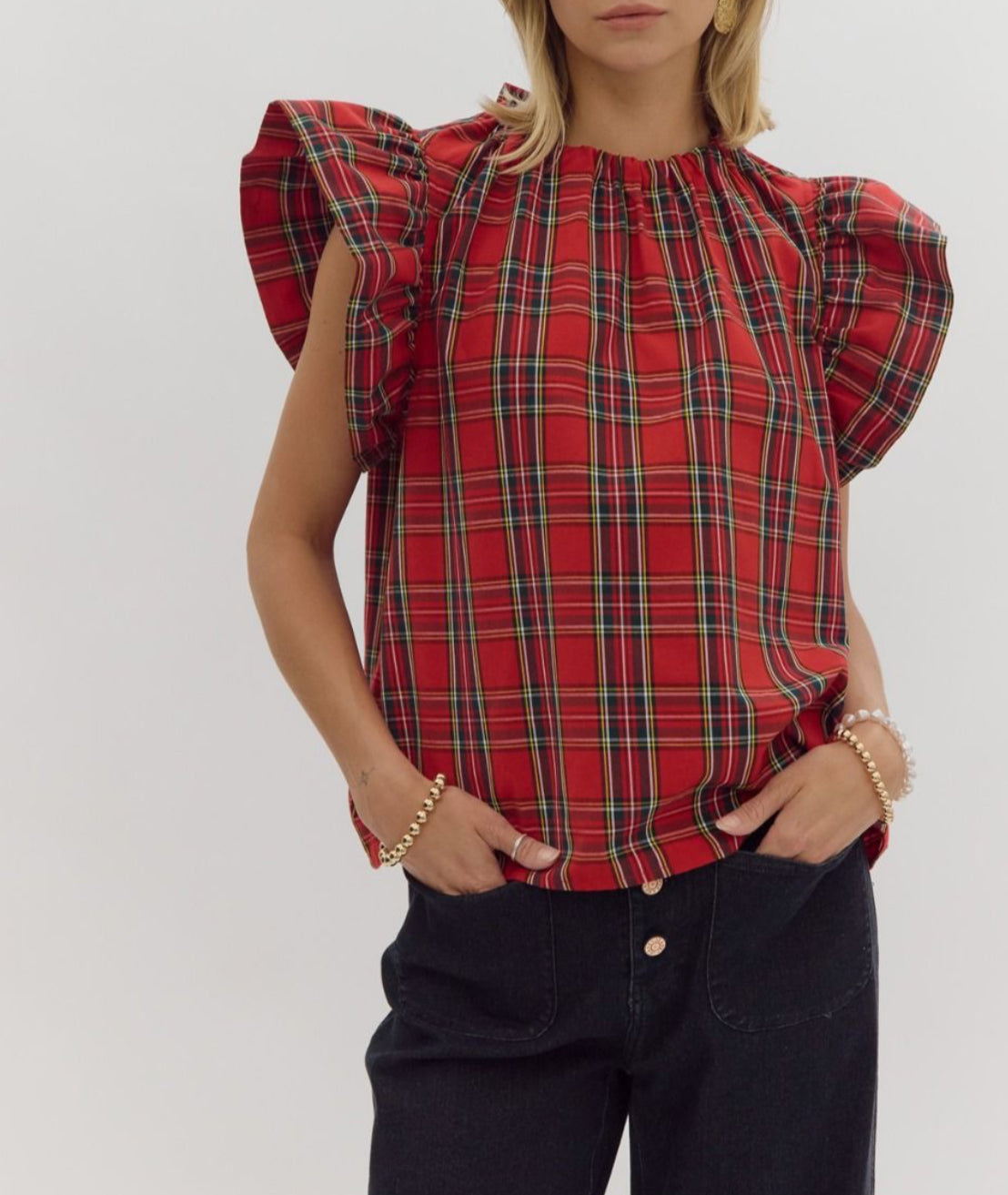 Merry Plaid Top