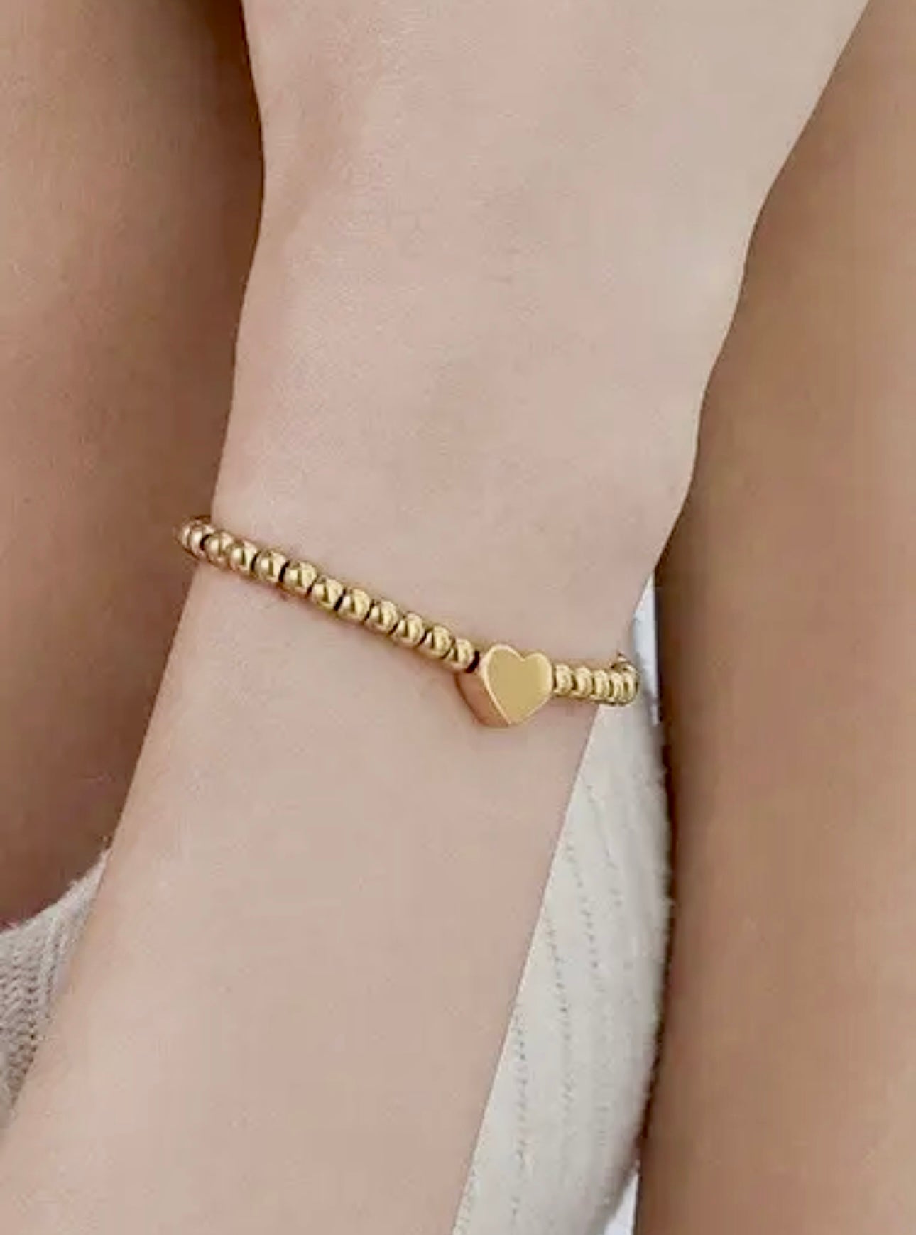 Gold Beaded Heart Bracelet