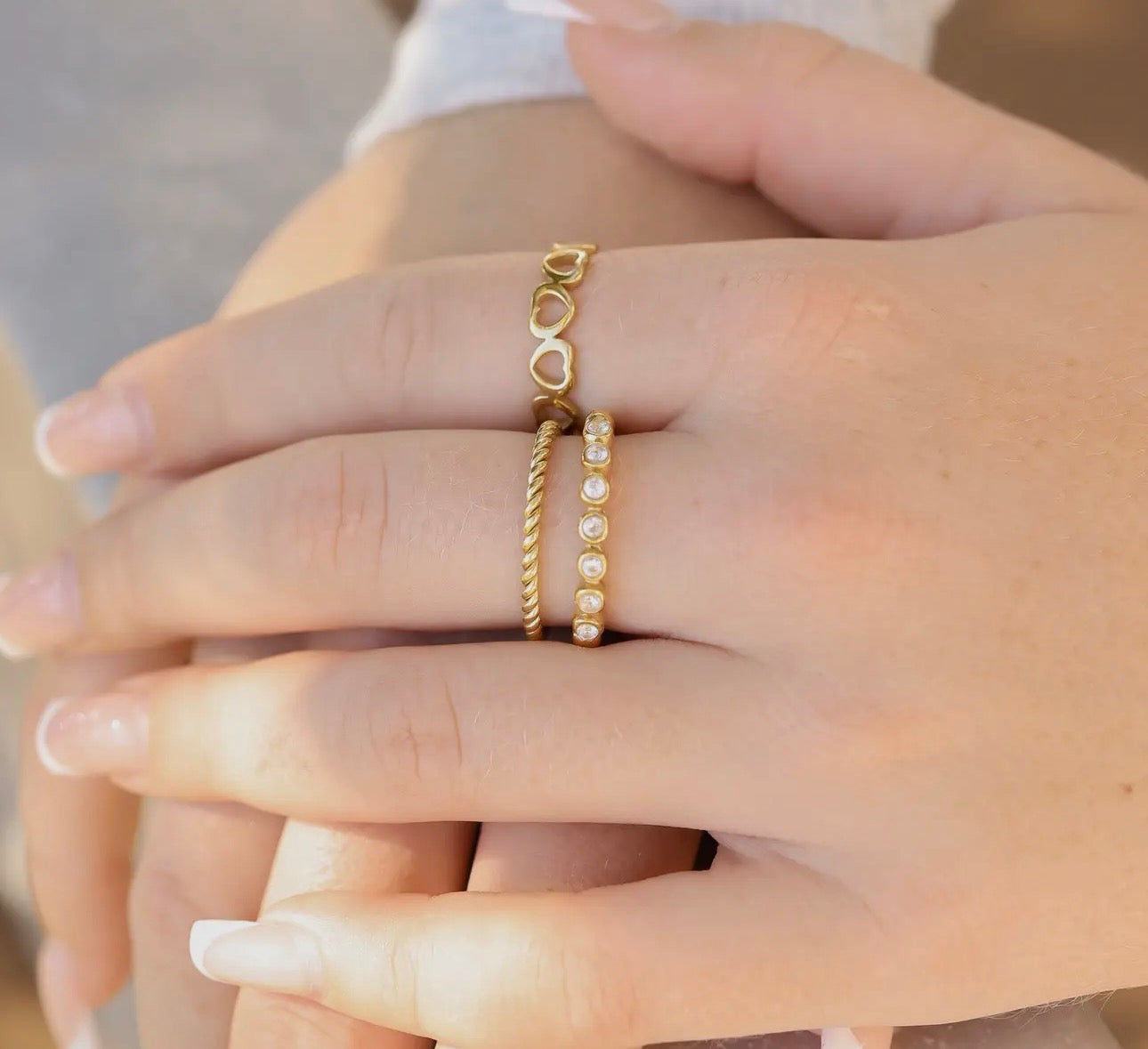 Round Stone Stack Ring