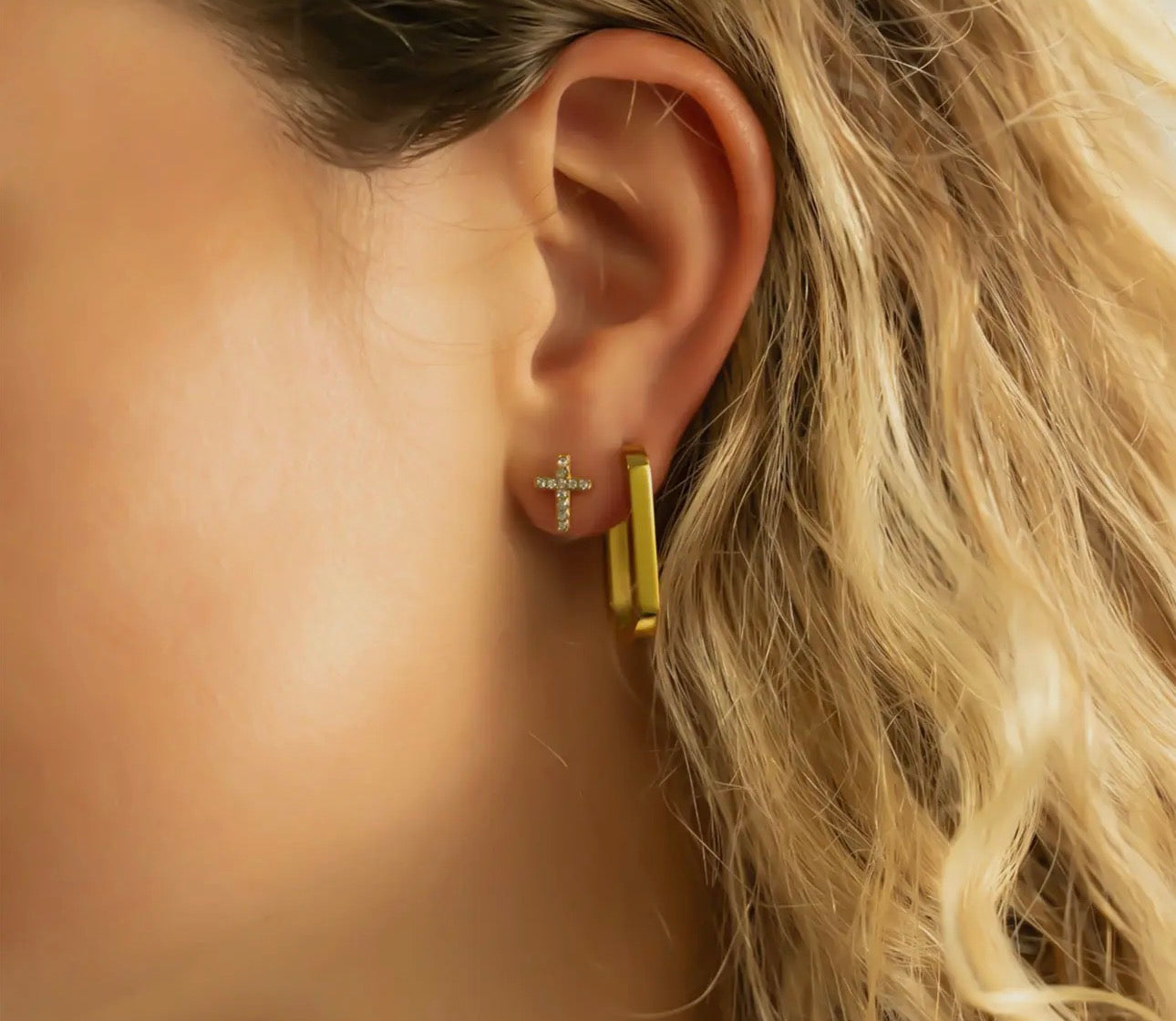 Crystal Cross Studs
