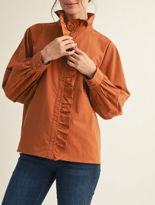 Ruffle Button Blouse