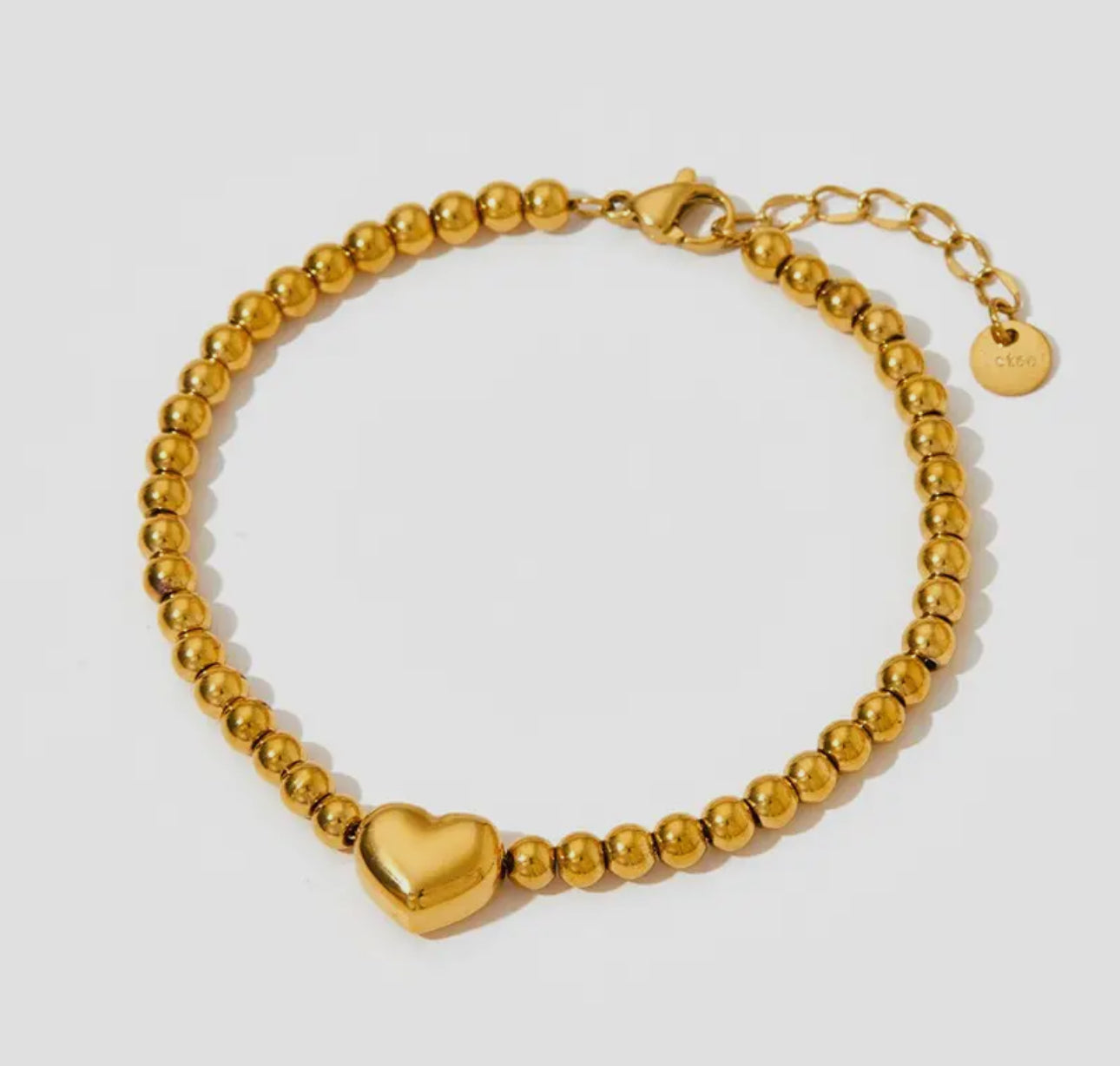 Gold Beaded Heart Bracelet