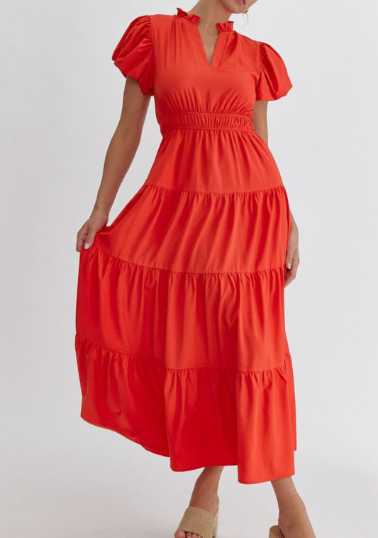 Ashton Dress- Bright Red