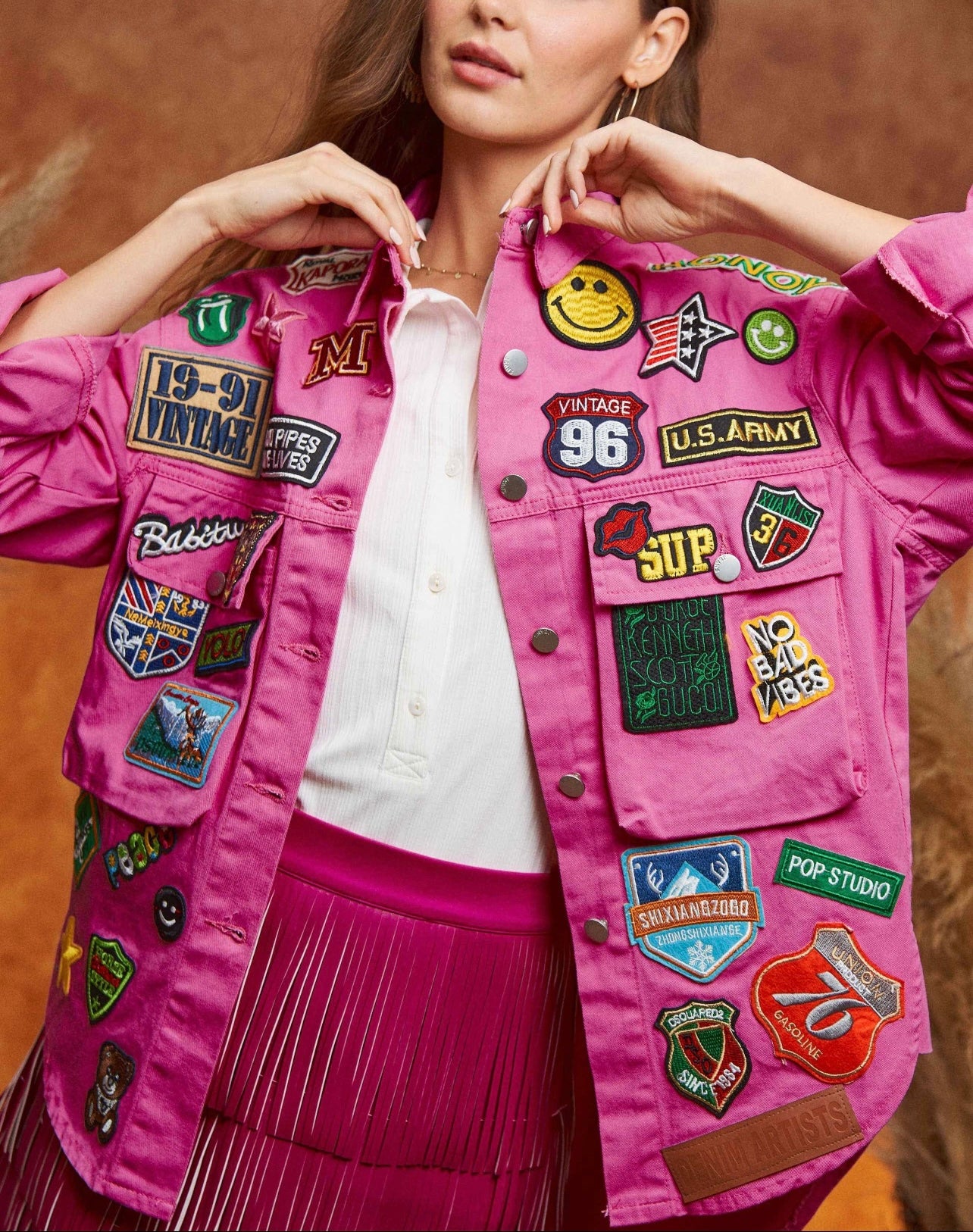 Patch Jacket- Pink